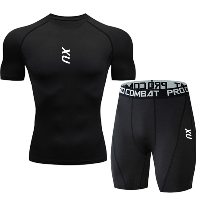 T Shirt Tight Fit - Yeni erkek koşu taytı tişörtü kısa
